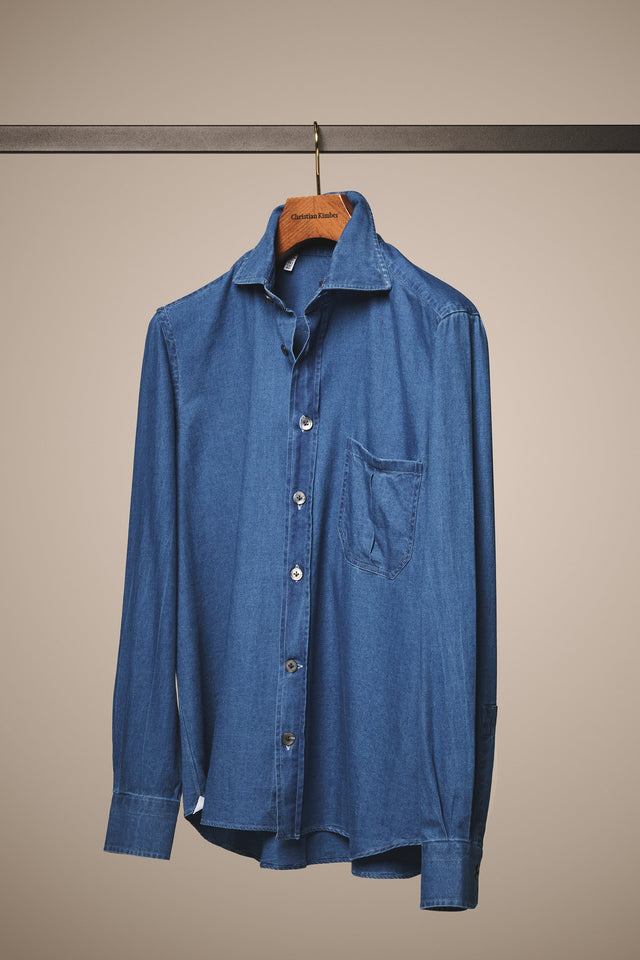 Naples Denim Shirt - Cotton - Washed Mid Blue