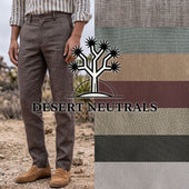 Rivet Chinos in Desert Neutrals Tropical Cotton & Linen