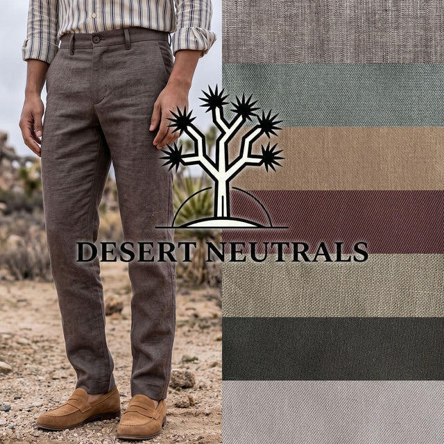 Rivet Chinos in Desert Neutrals Tropical Cotton & Linen