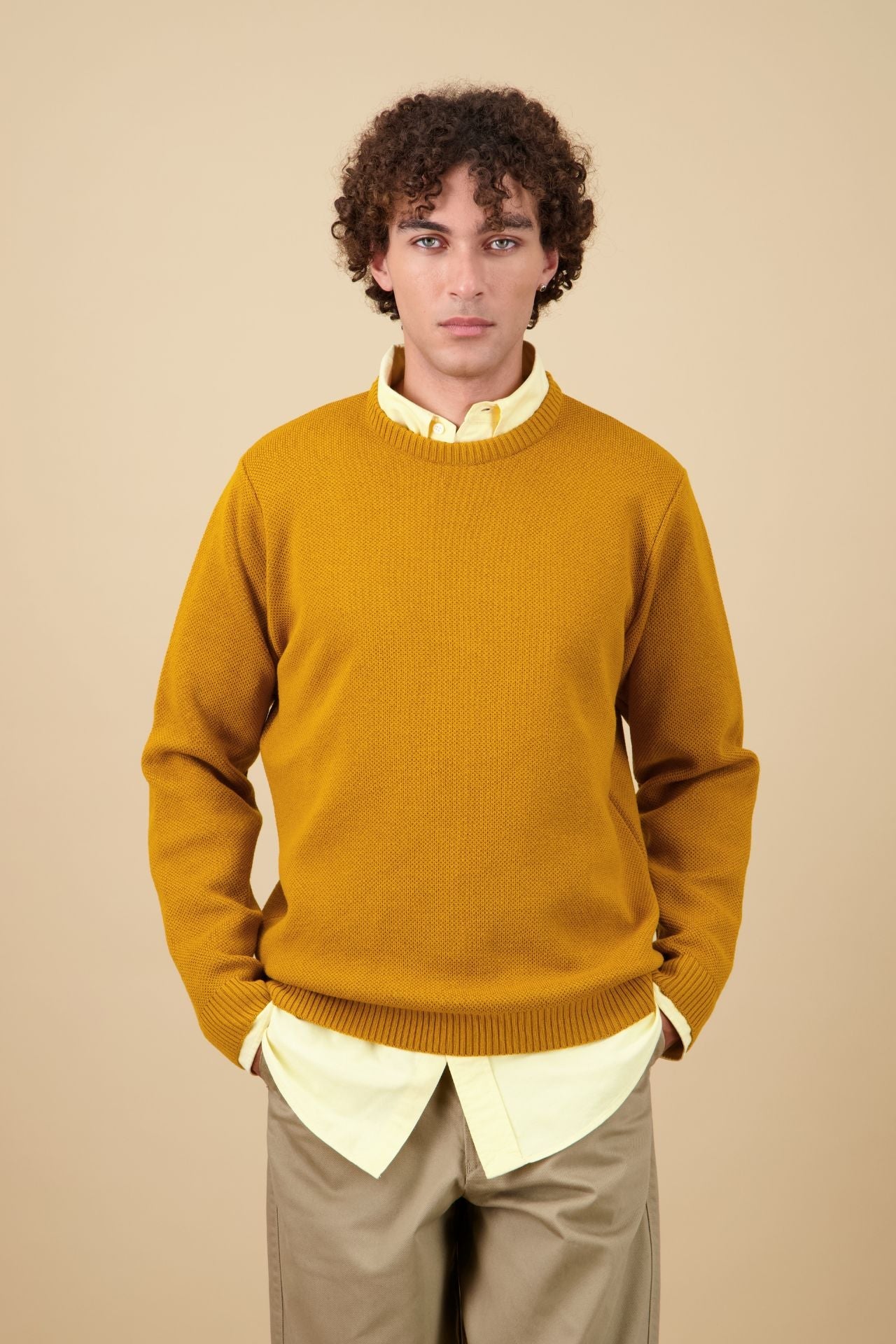 Pull Youri Col Rond Ocre