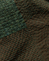 JAIPUR EASY SHORTS - OLIVE / "GRINDIGO" PATCHWORK KANTHA STITCHED COTTON CANVAS
