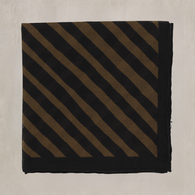 Diagonal Print Cotton Pocket Square in Brown