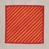 Diagonal Print Cotton Pocket Square In Red