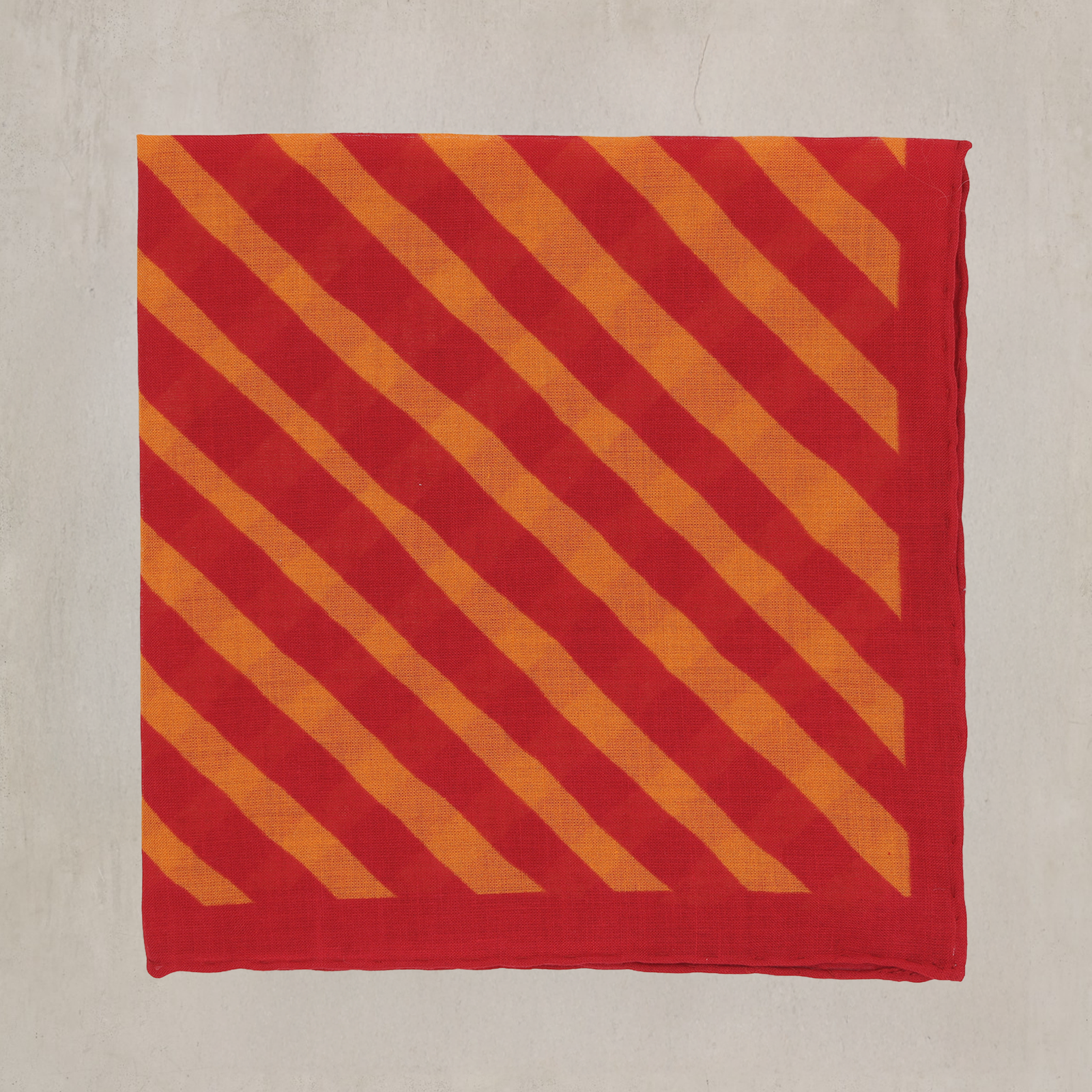 Diagonal Print Cotton Pocket Square In Red