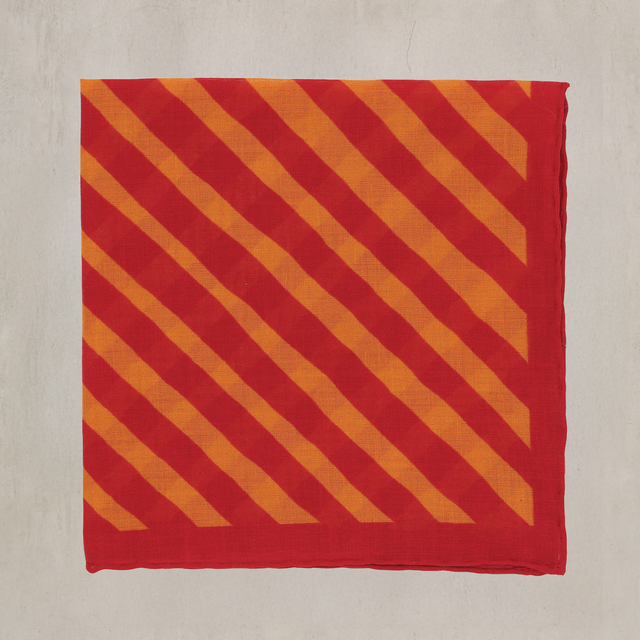 Diagonal Print Cotton Pocket Square in Red