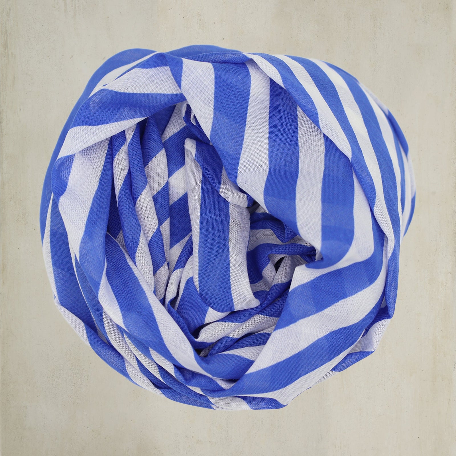 Diagonal Print Small Cotton Scarf In