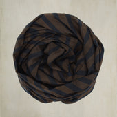 Diagonal Print Small Cotton Scarf in Brown