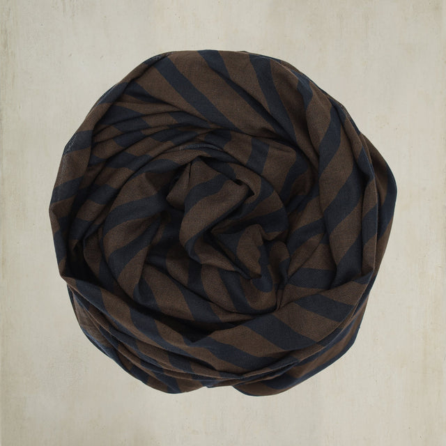 Diagonal Print Small Cotton Scarf in Brown
