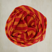 Diagonal Print Small Cotton Scarf in Red