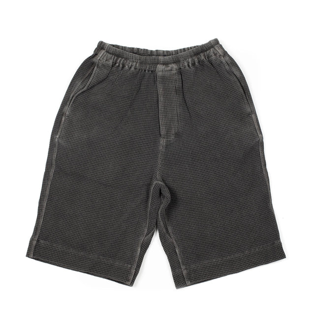 Easy shorts in grey garment dyed Japanese waffle cotton