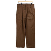 Pleated military trousers in cinnamon brown garment washed cotton and rexcell