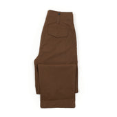 Pleated Military Trousers In Cinnamon Brown Garment Washed Cotton And Rexcell