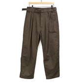 Self-belted trousers in brown Japanese combed cotton chino