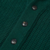 Aaureliano Shawl Collar Cardigan In Deep Green Waffle Knit Wool