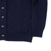 Aaureliano Shawl Collar Cardigan In Blue Waffle Knit Wool