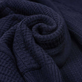 Aaureliano Shawl Collar Cardigan In Blue Waffle Knit Wool