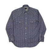 Aantide Work Shirt In Multi Striped Broken Twill Cotton Mix