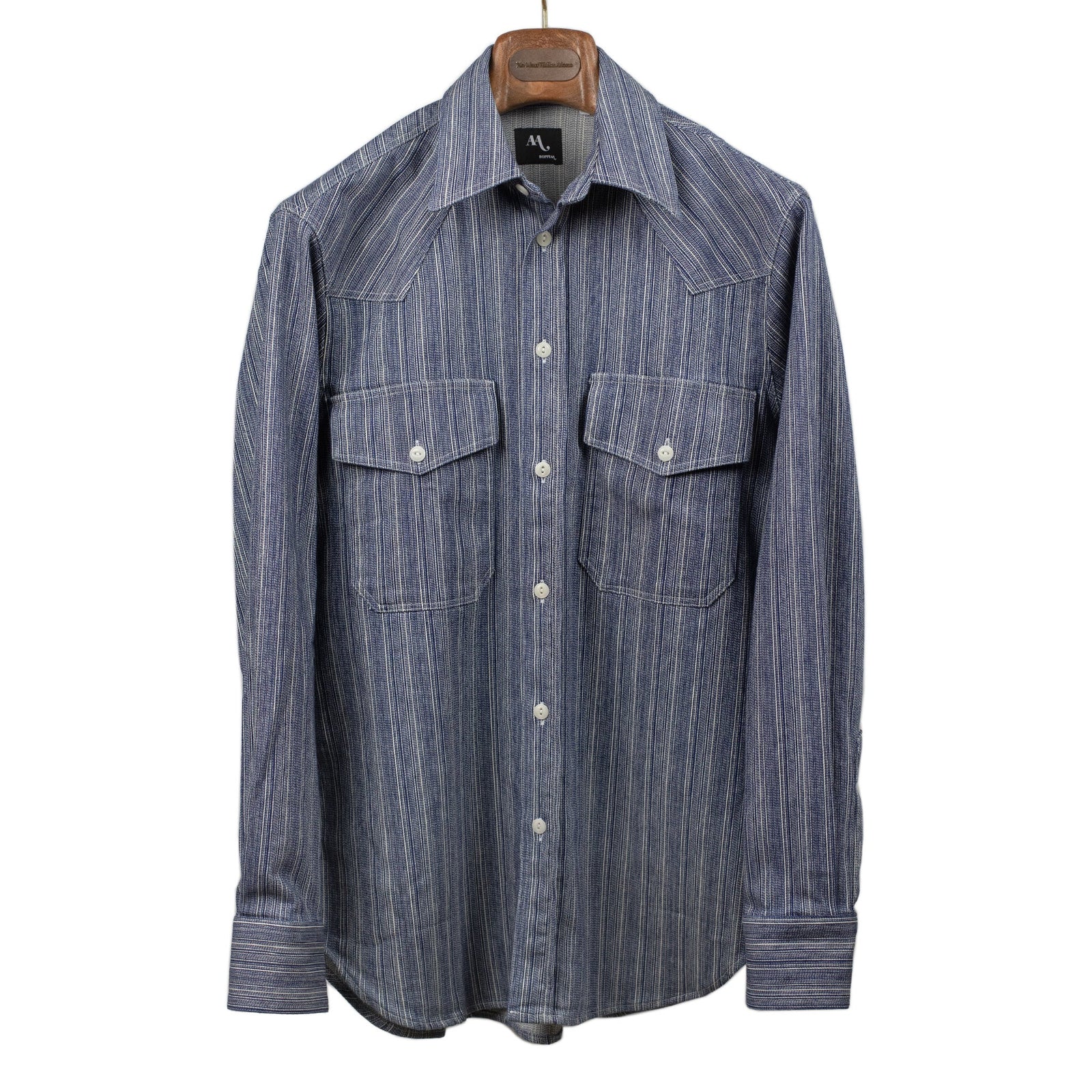 Aantide Work Shirt In Multi Striped Broken Twill Cotton Mix