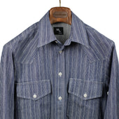 Aantide Work Shirt In Multi Striped Broken Twill Cotton Mix