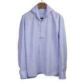 Aapiero loop-buttoned popover shirt in azzurra blue linen