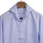 Aapiero Loop Buttoned Popover Shirt In Azzurra Linen
