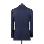 Double Breasted Peak Lapel Jacket In Blue Hopsack