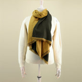 Double Sided Cashmere Scarf In Khaki And Yellow