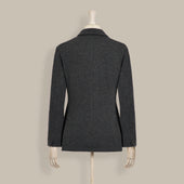Double Breasted Cashmere Blend Unstructured Knitted Blazer In Grey
