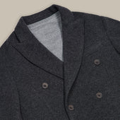 Double Breasted Cashmere Blend Unstructured Knitted Blazer In Grey