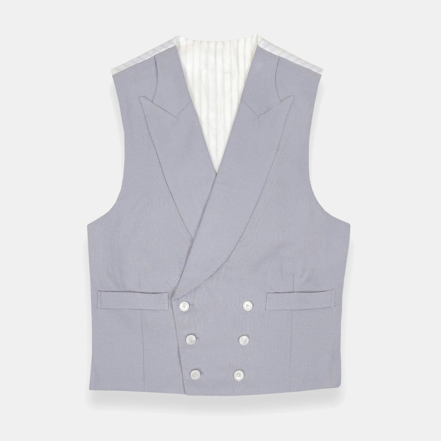Double Breasted Wool Waistcoat In Dove