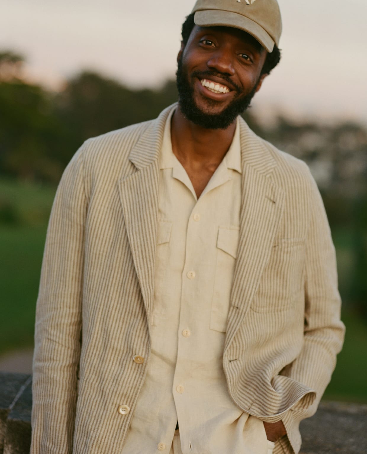And Ecru Stripe Oxford Linen Games Blazer Mk Iv