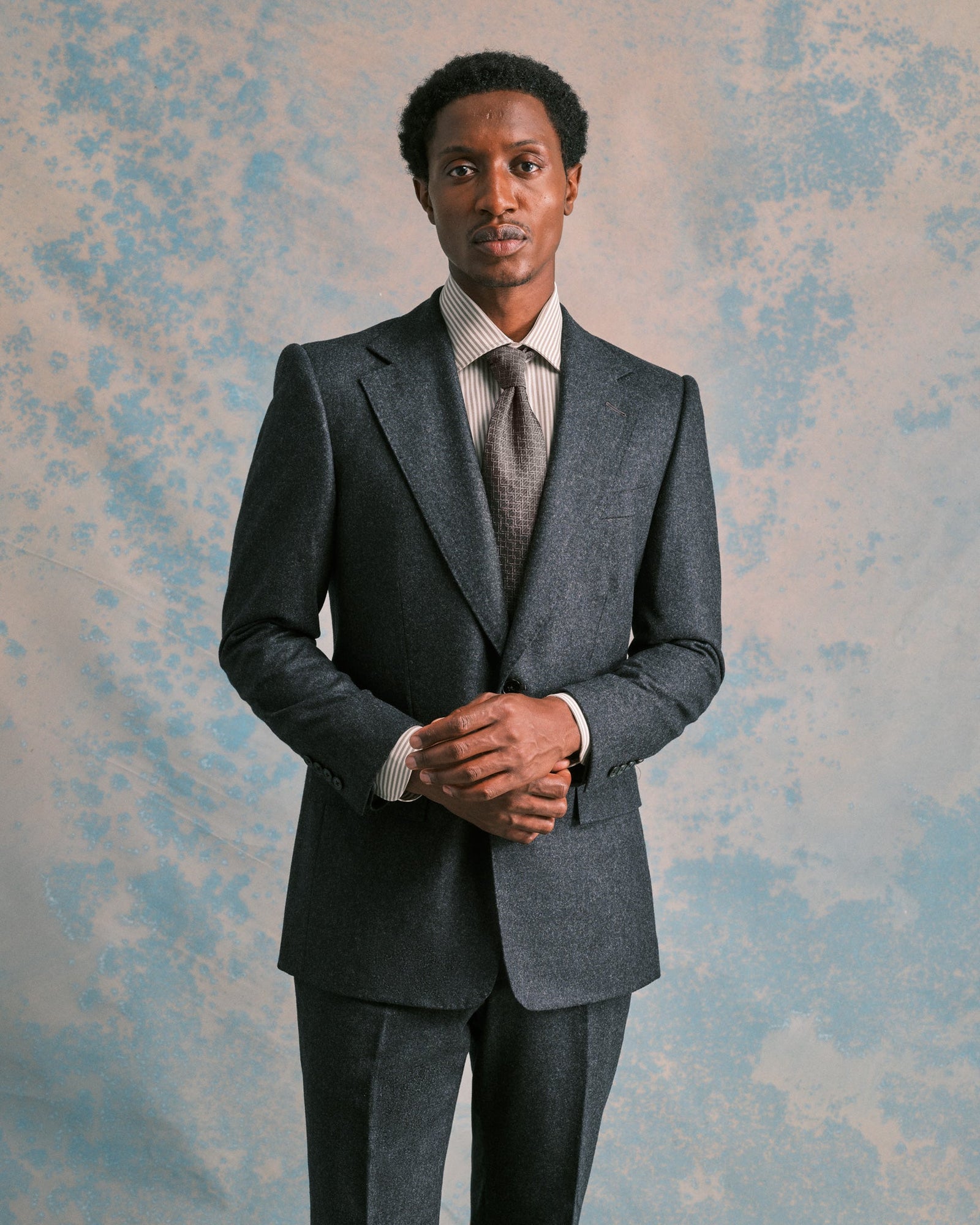 Charcoal Flannel Notch Lapel Jacket
