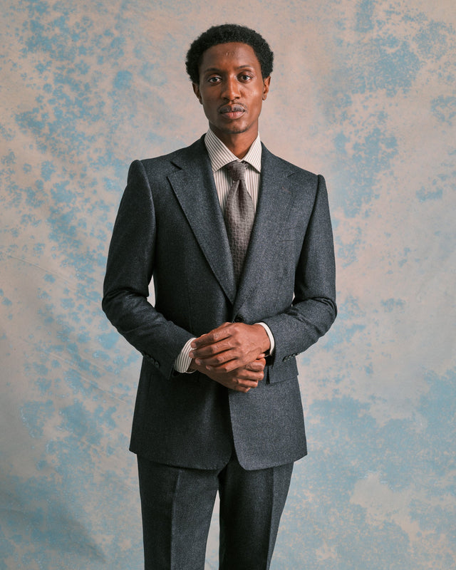 Charcoal Flannel Notch Lapel Jacket