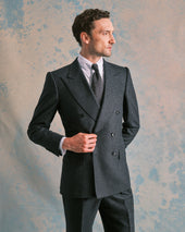 Charcoal Flannel Double-Breasted Jacket