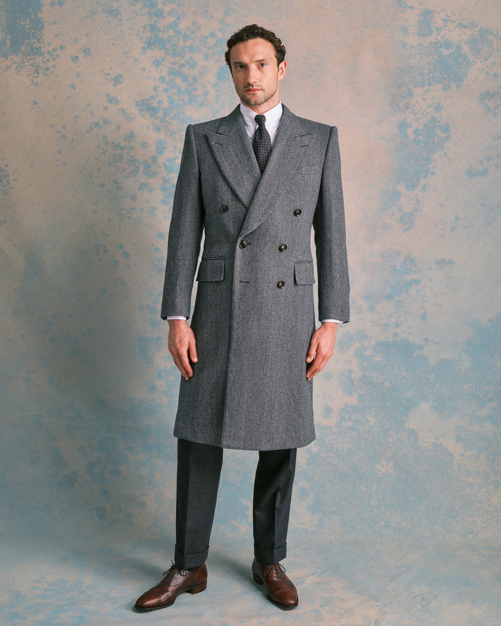 Grey Herringbone Top Coat