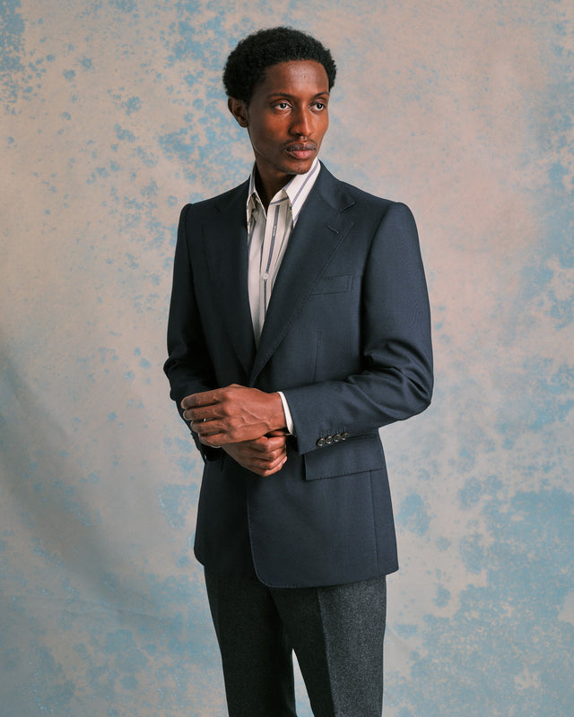 Navy Hopsack Blazer