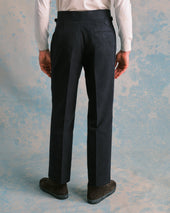 Navy Brushed Cotton Classic Trousers