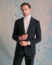 Navy Brushed Cotton Unstructured Jacket