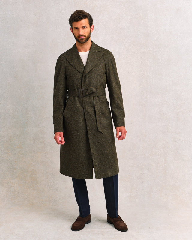 Showerproof Green Donegal Raglan Coat