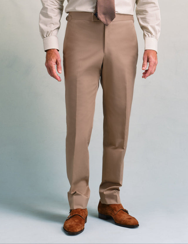 Taupe Cotton Contemporary Trousers