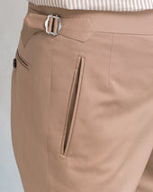 Taupe Cotton Contemporary Trousers