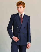 Navy Mesh Low Double-Breasted Jacket