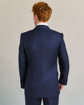 Navy Mesh Low Double-Breasted Jacket