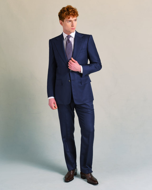 Navy Mesh Single-Breasted Suit