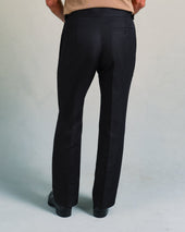 Black Cotton Blend Parallel Trousers