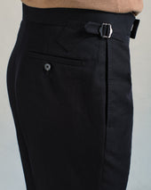 Black Cotton Blend Parallel Trousers