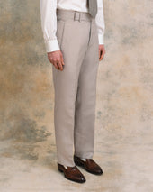 Silver Linen Blend Low Double-Breasted Suit