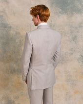 Silver Linen Blend Oxford Bag Suit