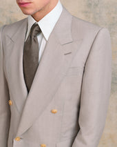 Silver Linen Blend Oxford Bag Suit