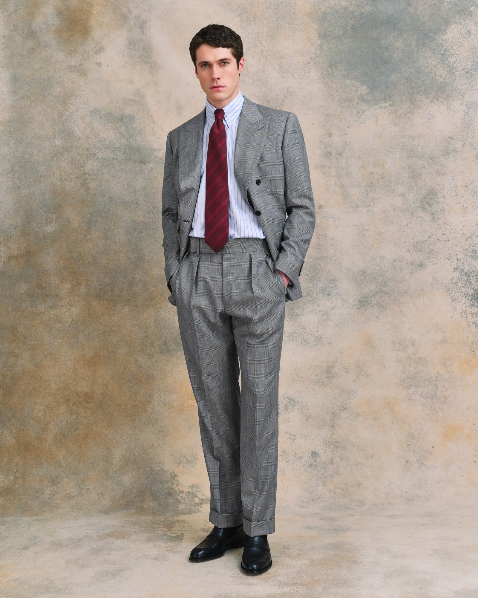 Prince Of Wales Drape Double Breasted Suit